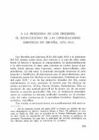 A la búsqueda de los orígenes. El reencuentro de las civilizaciones asiáticas en España, 1870-1913