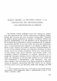 Blasco Ibáñez, la protesta social y la generación del noventayocho: una contribución al debate