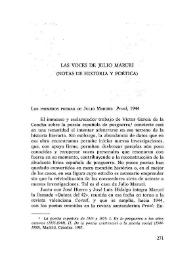 Las voces de Julio Maruri (notas de historia y poética)