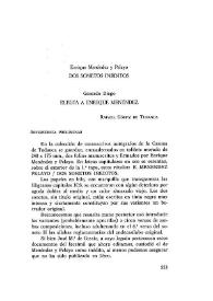 Enrique Menéndez Pelayo: Dos sonetos inéditos. Gerardo Diego: Elegía a Enrique Menéndez Pelayo