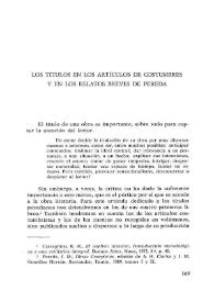 Los títulos en los artículos de costumbres y en los relatos breves de Pereda