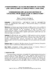 Corregidores y alcaldes mayores en Cataluña: ¿del absolutismo al absolutismo? (1820-1825)