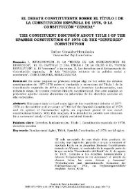 El debate constituyente sobre el Título I de la Constitución española de 1978, o la Constitución 