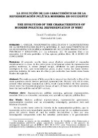 La evolución de las características de la representación política moderna en Occidente