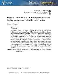 Sobre la articulación de las políticas audiovisuales locales, nacionales y regionales en Argentina