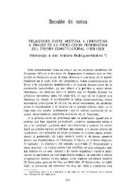 Relaciones entre historia y literatura a través de la producción periodística del trienio constitucional (1820-1823). (Homenaje a don Antonio Rodríguez-Moñino) 