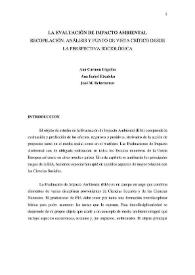 La evaluación de impacto ambiental: recopilación, análisis y punto de vista crítico desde la perspectiva sociológica