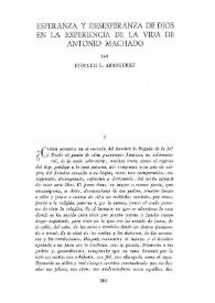 Esperanza y desesperanza de Dios en la experiencia de la vida de Antonio Machado