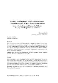 Protesta, desobediencia y violencia subversiva. La Semana Trágica de julio de 1909 en Cataluña