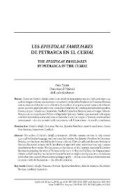 Les «Epistolae Familiares» de Petrarca en el «Curial»

