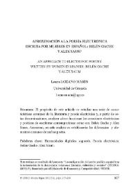 Aproximación a la poesía electrónica escrita por mujeres en español: Belén Gache y Álex Saum