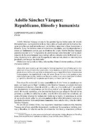 Adolfo Sánchez Vázquez: republicano, filósofo y humanista