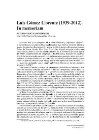 Luis Gómez Llorente (1939-2012). In memoriam