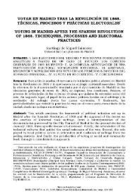 Votar en Madrid tras la Revolución de 1868. Técnicas, procesos y prácticas electorales 