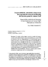 Responsabilidad, autoridad y democracia una exploración crítica de la filosofía del derecho penal de Antony Duf