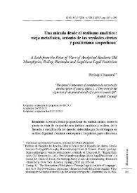 Una mirada desde el realismo analítico: vieja matafísica, señorío de las verdades obvias y positivismo sospechoso