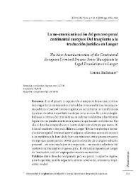 La no-americanización del proceso penal continental europeo: Del trasplante a la traducción jurídica en Langer
