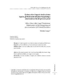 Quince años después: traducciones legales, globalización del plea bargaining y americanización del proceso penal