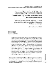 Interpretación evolutiva y flexibilidad. Un análisis crítico de la Sentencia del Tribunal Constitucional Español sobre matrimonio entre personas del mismo sexo