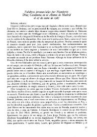 Palabras pronunciadas por Humberto Díaz Casanueva en el Ateneo de Madrid el 25 de enero de 1985