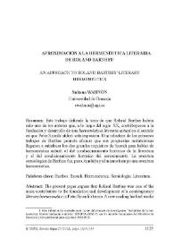 Aproximación a la hermenéutica literaria de Roland Barthes