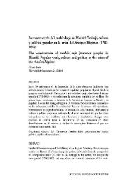 La construcción del pueblo bajo en Madrid: Trabajo, cultura y política popular en la crisis del Antiguo Régimen (1780-1833)