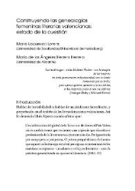 Construyendo las genealogías femeninas literarias valencianas: estado de la cuestión