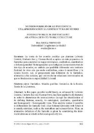 Mundos posibles de lo fantástico. Una aproximación a la estructura de mundo