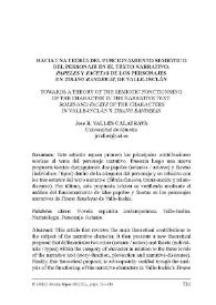 Hacia una teoría del funcionamiento semiótico del personaje en el texto narrativo. Papeles y facetas de los personajes en 