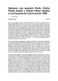 Siempre nos quedará París, Emilia Pardo Bazán y Benito Peréz Galdós en la Exposición Universal de 1889