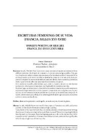 Escrituras femeninas de su vida (Francia, siglos XVI-XVIII)
