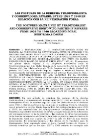 Las posturas de la derecha tradicionalista y conservadora navarra entre 1929 y 1940 en relación con la Reintegración Foral