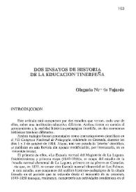 Dos ensayos de historia de la educación tinerfeña