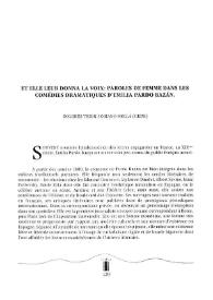 Et elle leur donna la voix : paroles de femme dans les comédies dramatiques d'Emilia Pardo Bazán 