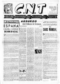 CNT : Boletín Interior del Movimiento Libertario Español en Francia. Segunda época, núm. 39, 29 de diciembre de 1945