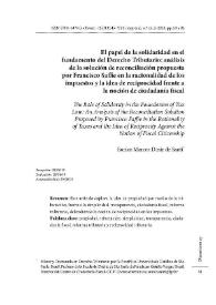 El papel de la solidaridad en el fundamento del Derecho Tributario: análisis de la solución de reconciliación propuesta por Francsico Saffie en la racionalidad de los impuestos y la idea de reciprocidad frente a la noción de ciudadanía fiscal