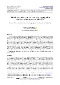 Criterios de elección de centro y segregación escolar en la ciudad de Valencia