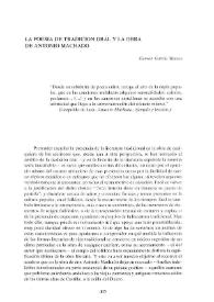 La poesía de tradición oral y la obra de Antonio Machado