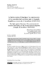 La lucha contra el Don Juan: La construcción de la masculinidad socialista ante la Segunda República a través de 