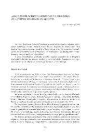 Algunas relaciones amistosas y literarias de Antonio Machado en Segovia