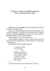 Historia y poesía de Antonio Machado. Soria, constante en su vida