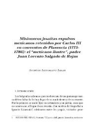 Misioneros jesuitas expulsos mexicanos retenidos por Carlos III
en conventos de Plasencia (1775-1786): el “mexicano ilustre”, padre
Juan Lorenzo Salgado de Rojas