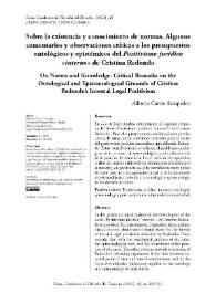 Sobre la existencia y conocimiento de normas. Algunos comentarios y observaciones críticas a los presupuestos ontológicos y epistémicos del Positivismo jurídico «interno» de Cristina Redondo