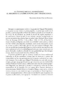 El último Miguel Hernández: el regreso a la lírica popular y tradicional 