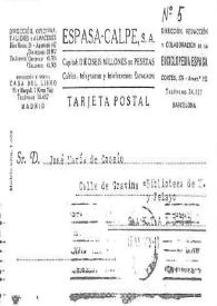 Tarjeta postal de Miguel Hernández a José María de Cossío. Madrid, 6 de septiembre de 1935