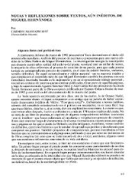 Notas y reflexiones sobre textos, aún inéditos, de Miguel Hernández