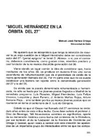 Miguel Hernández en la órbita del 27