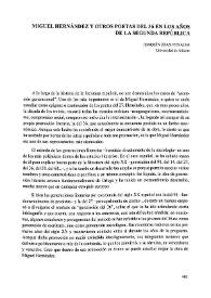 Miguel Hernández y otros poetas del 36 en los años de la Segunda República