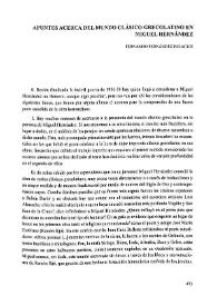 Apuntes acerca del mundo clásico grecolatino en Miguel Hernández