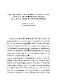 Moreto, dramaturgo y empresario de teatro. Acerca de la composición y edición de algunas de sus comedias (1637-1654)